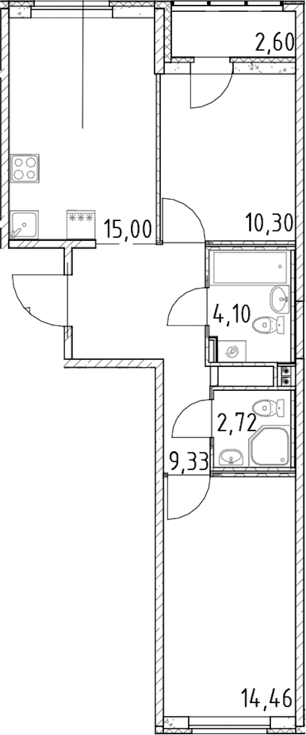 2-комнатная квартира 55.91 м², 6/23 эт., ЖК «Город Первых»